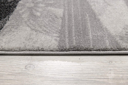 13' Runner Grey Abstract Power Loom Runner Rug