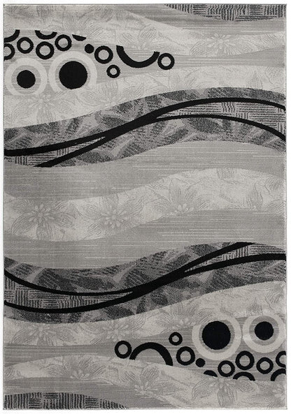 13' Runner Grey Abstract Power Loom Runner Rug