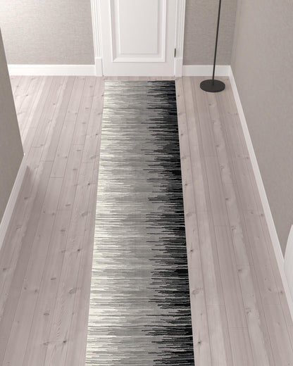 2' X 4' Black Abstract Dhurrie Area Rug