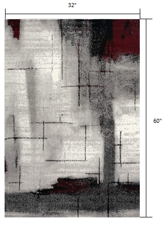 2' X 5' Grey Abstract Area Rug