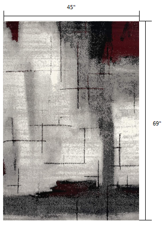 2' X 5' Grey Abstract Area Rug