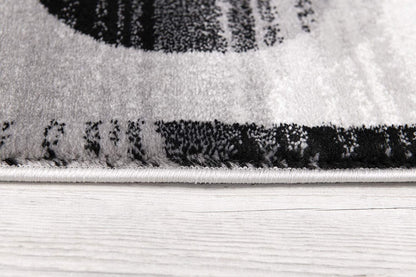 4’ X 6’ Gray Blocks And Rings Area Rug