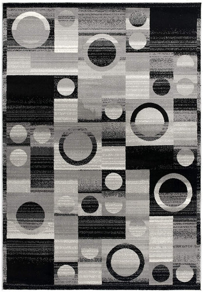 4’ X 6’ Gray Blocks And Rings Area Rug