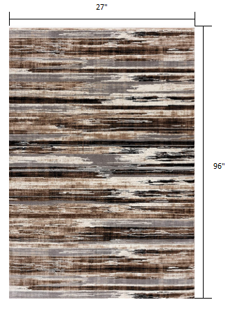 3' X 5' Beige Striped Power Loom Area Rug