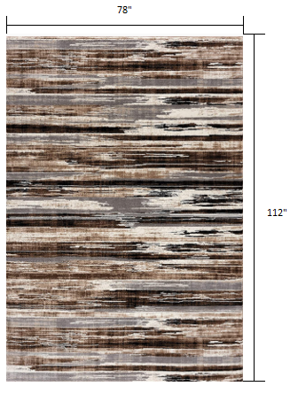 3' X 5' Beige Striped Power Loom Area Rug