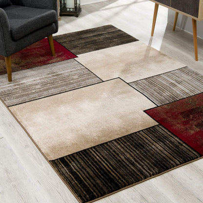 8' X 10' Brown Abstract Dhurrie Area Rug