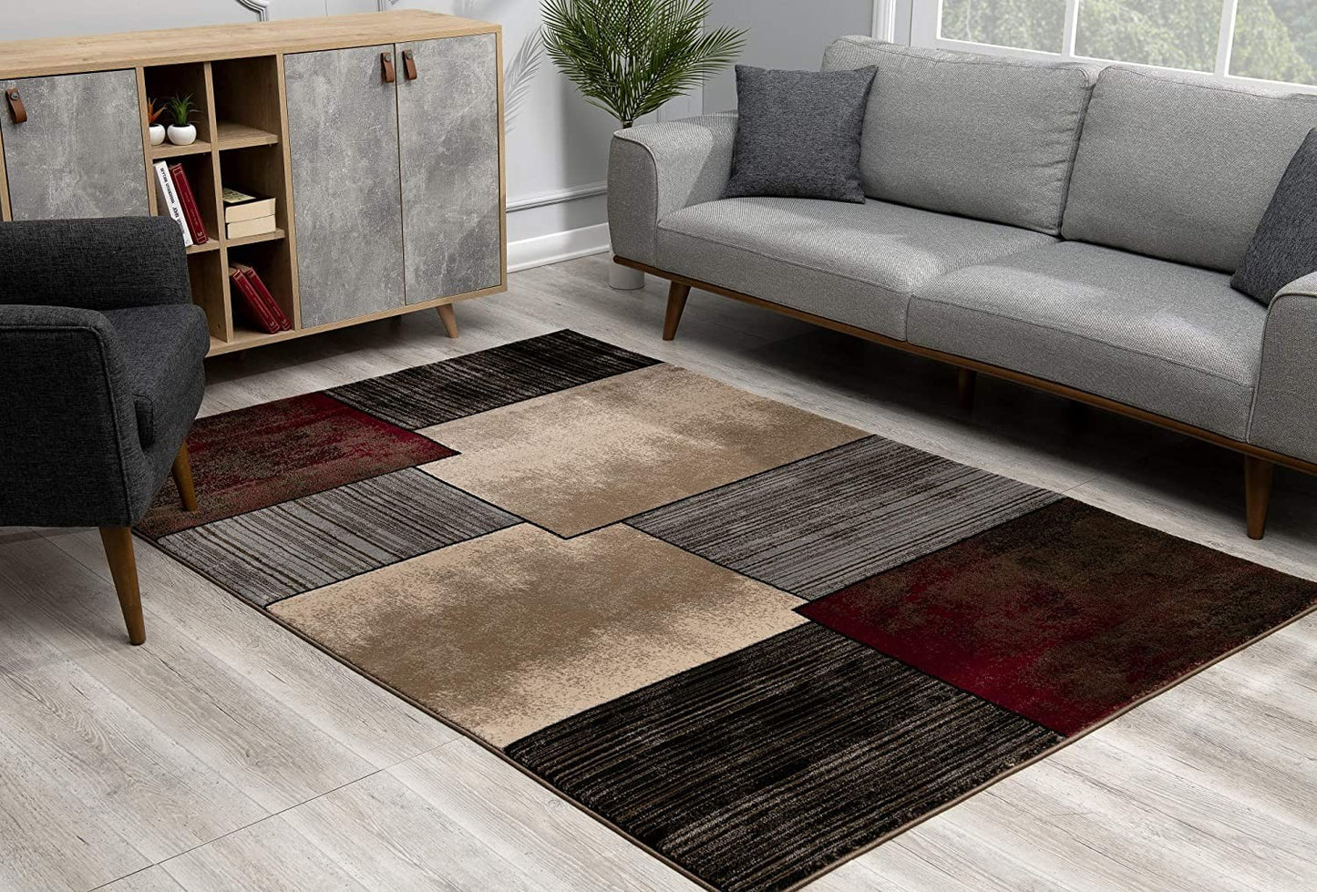8' X 10' Brown Abstract Dhurrie Area Rug