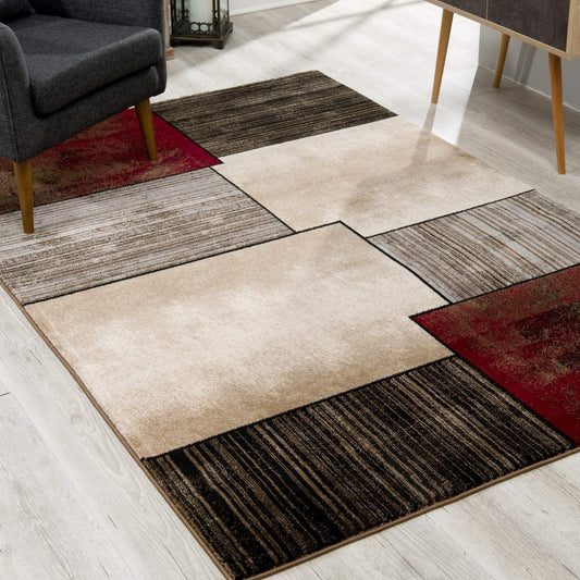8' X 10' Brown Abstract Dhurrie Area Rug