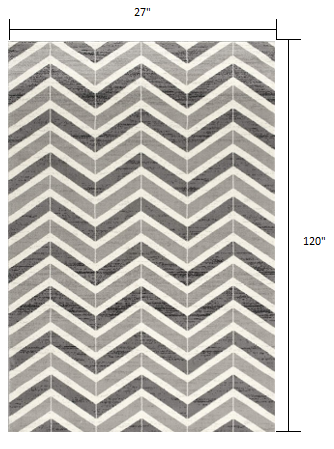 2' X 4' Gray Chevron Dhurrie Area Rug