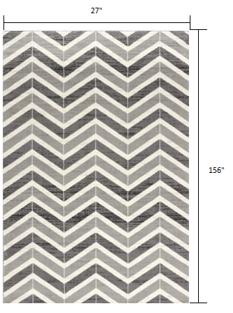 2' X 4' Gray Chevron Dhurrie Area Rug