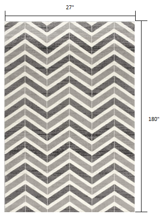 2' X 4' Gray Chevron Dhurrie Area Rug