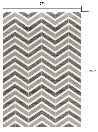 2' X 4' Gray Chevron Dhurrie Area Rug