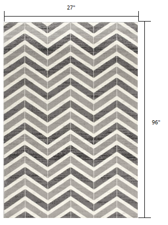 2' X 4' Gray Chevron Dhurrie Area Rug