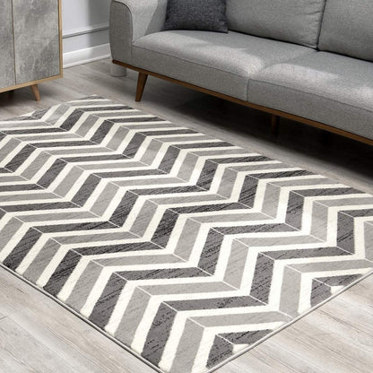 2' X 4' Gray Chevron Dhurrie Area Rug
