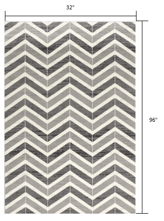 2' X 4' Gray Chevron Dhurrie Area Rug