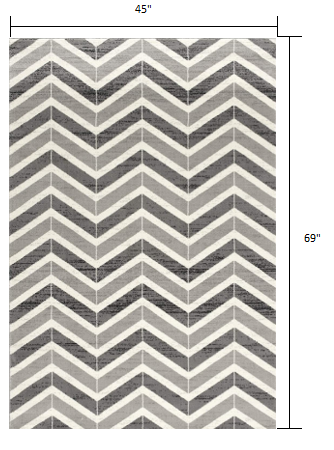 2' X 4' Gray Chevron Dhurrie Area Rug