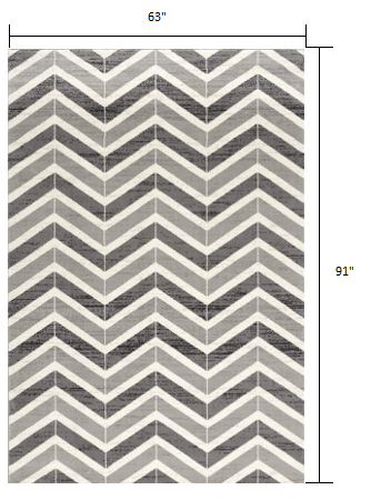 2' X 4' Gray Chevron Dhurrie Area Rug