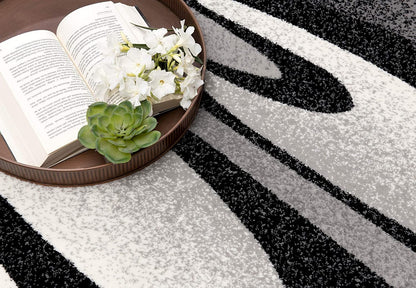 13' Runner Grey Abstract Power Loom Runner Rug