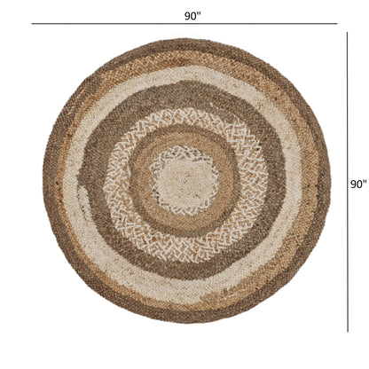 Multicolored Concentric Boutique Jute Rug