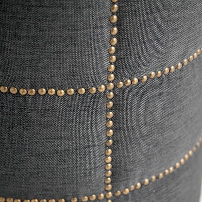 20" Gray Linen Round Footstool Ottoman