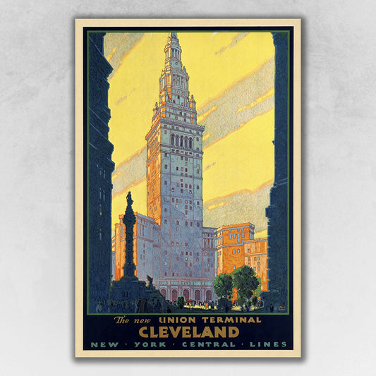 Cleveland Union Terminal Vintage Travel Unframed Print Wall Art