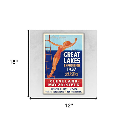 24" X 36" Great Lakes 1937 Vintage Travel Poster Wall Art
