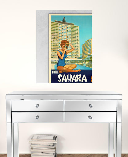 24" X 30" Hotel Sahara C1960S Las Vegas Vintage Travel Poster Wall Art
