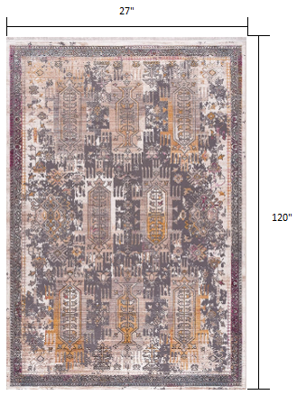 4’ x 6’ Gray Faded Tribal Motifs Area Rug