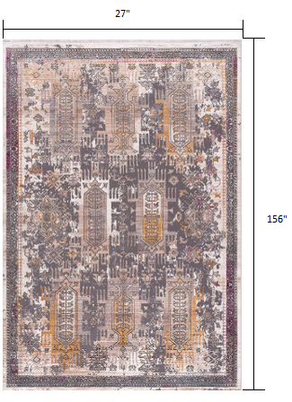 4’ x 6’ Gray Faded Tribal Motifs Area Rug