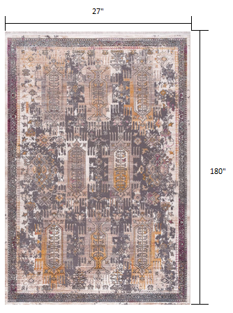 4’ x 6’ Gray Faded Tribal Motifs Area Rug