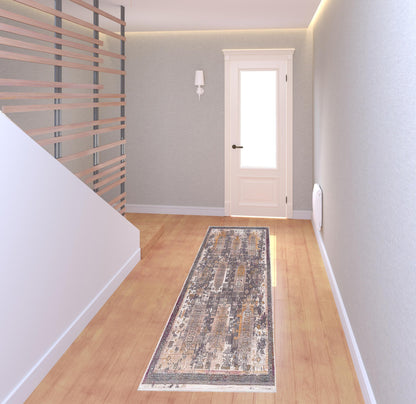 4’ x 6’ Gray Faded Tribal Motifs Area Rug