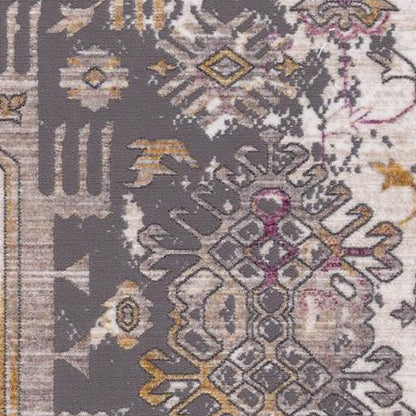 4’ x 6’ Gray Faded Tribal Motifs Area Rug
