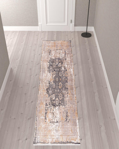 2’ x 10’ Gray Washed Out Persian Runner Rug