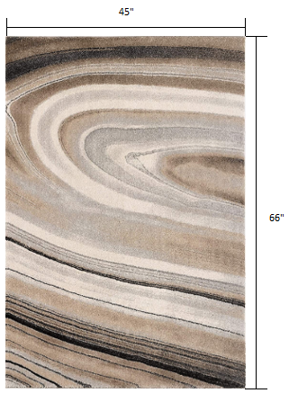 5’ x 8’ Cream and Tan Abstract Marble Area Rug