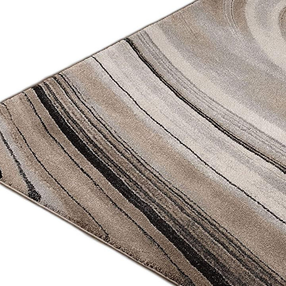 5’ x 8’ Cream and Tan Abstract Marble Area Rug