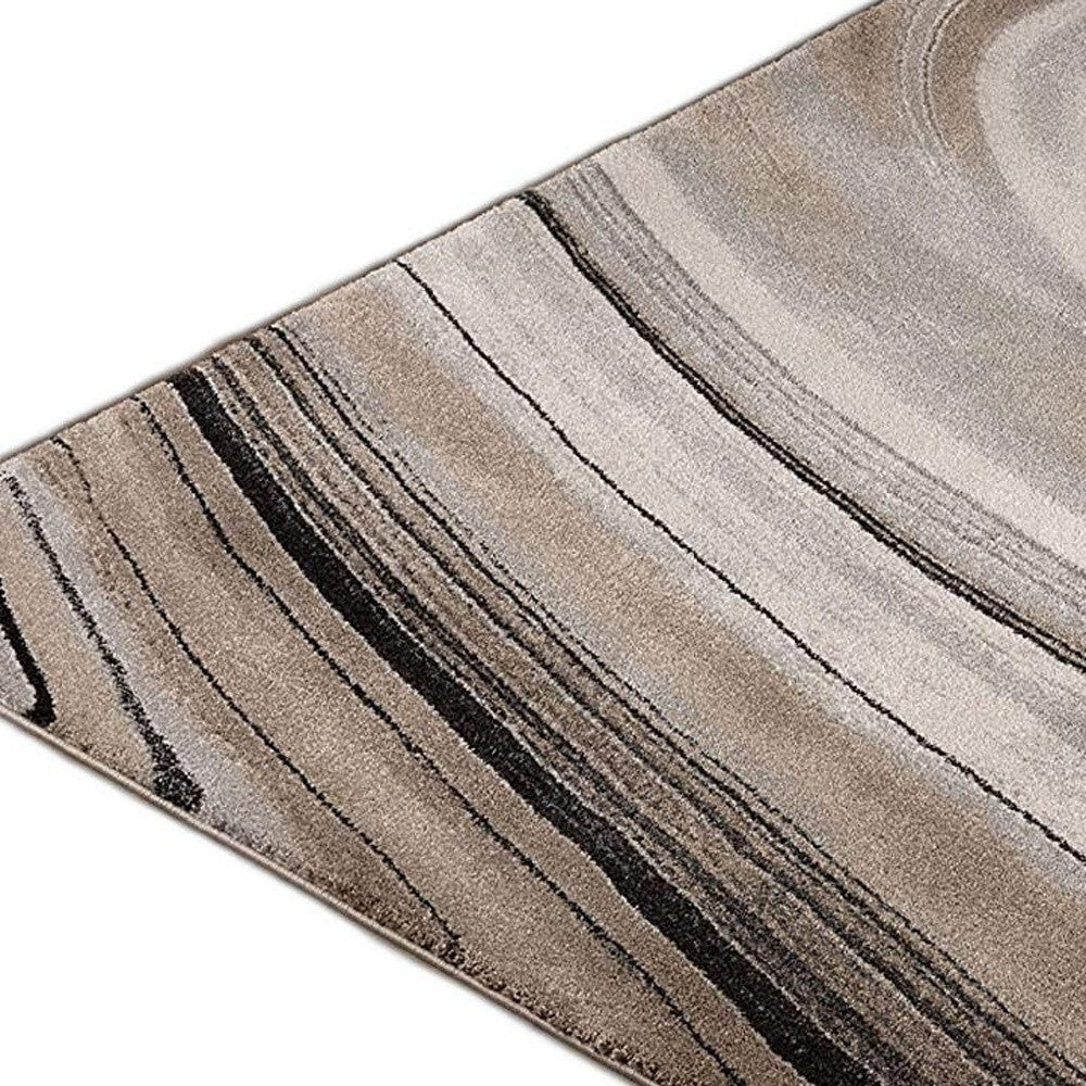 5’ x 8’ Cream and Tan Abstract Marble Area Rug