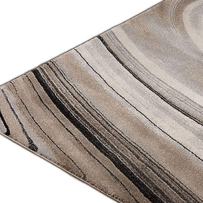 5’ x 8’ Cream and Tan Abstract Marble Area Rug
