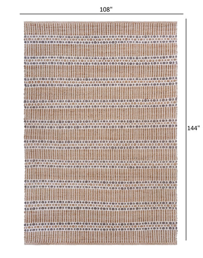 8' X 10' Gray And Ivory Dhurrie Hand Woven Area Rug