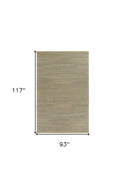 8’ x 10’ Tan and Blue Undertone Striated Area Rug