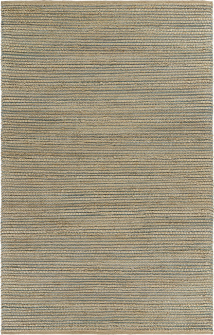 8’ x 10’ Tan and Blue Undertone Striated Area Rug