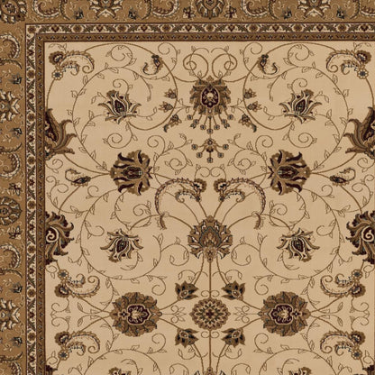 5’ x 8’ Cream and Tan Ornate Border Area Rug