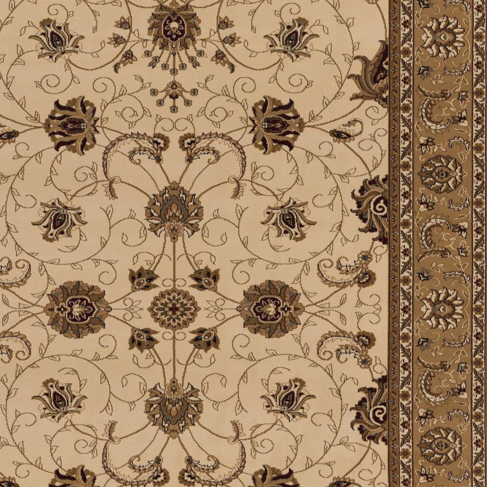 5’ x 8’ Cream and Tan Ornate Border Area Rug