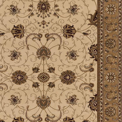 5’ x 8’ Cream and Tan Ornate Border Area Rug