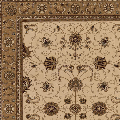 5’ x 8’ Cream and Tan Ornate Border Area Rug