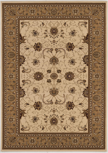 5’ x 8’ Cream and Tan Ornate Border Area Rug