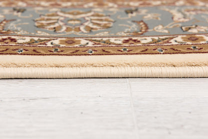3’ x 10’ Cream and Blue Traditional Runner Rug