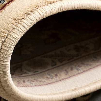 3’ x 10’ Cream and Blue Traditional Runner Rug