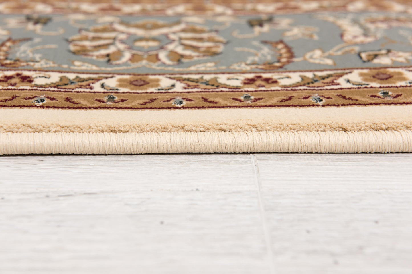 3’ x 10’ Cream and Blue Traditional Runner Rug