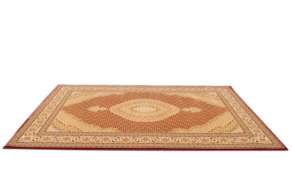 7’ x 9’ Red and Beige Medallion Area Rug