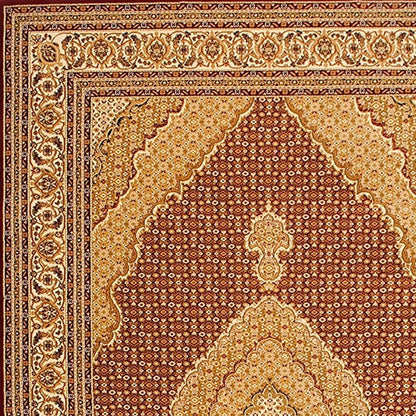 7’ x 9’ Red and Beige Medallion Area Rug